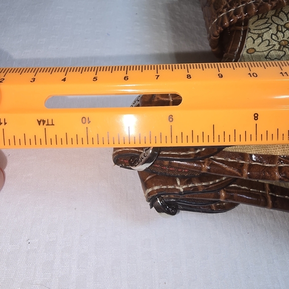 ROSSETTI PURSE VEGAN LEATHER LINEN COTTON BROWN FLORAL GREAT CONDITION - Picture 11 of 13